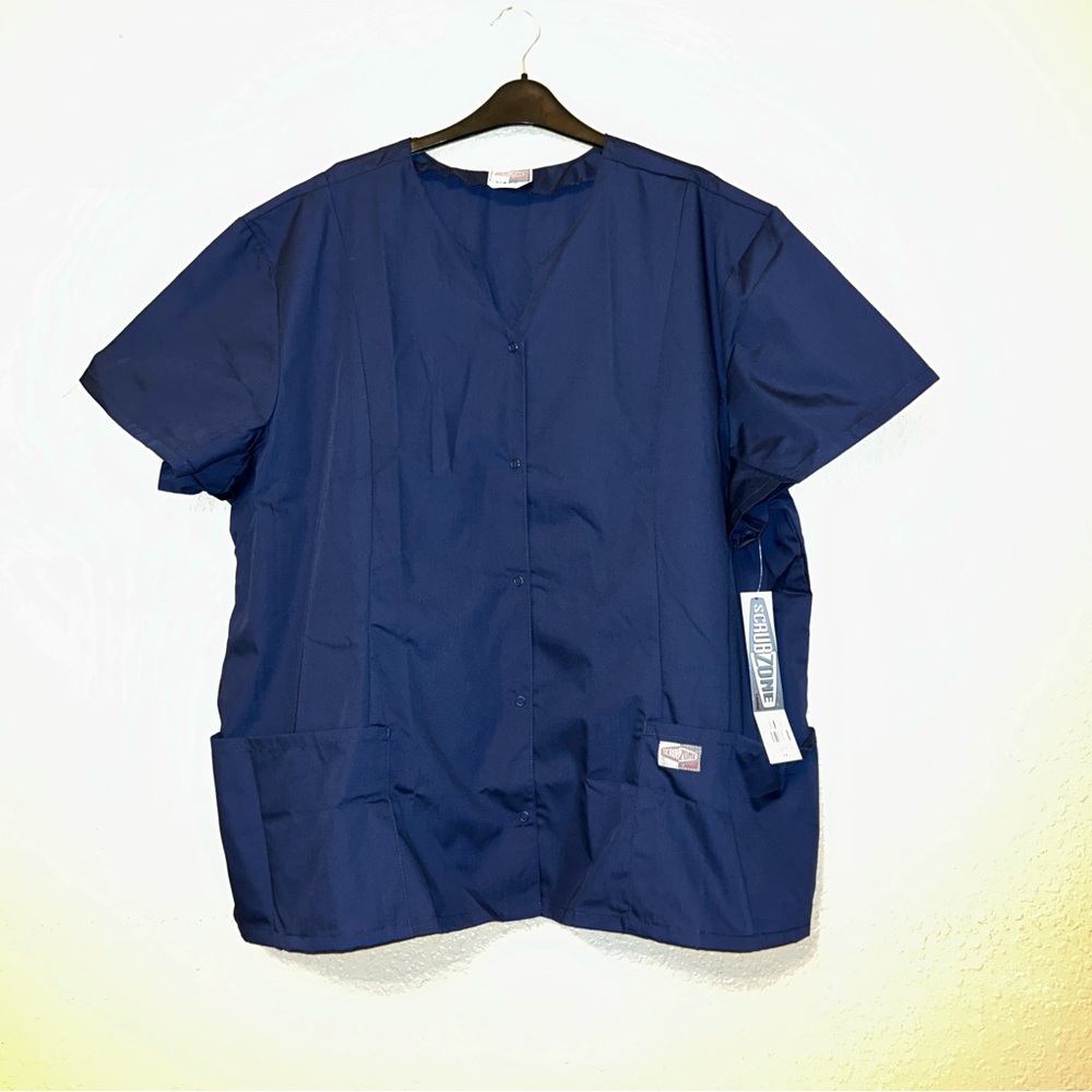 Scrub Zone Landau 70223 Navy Blue Snap Front Tunic Size 4X